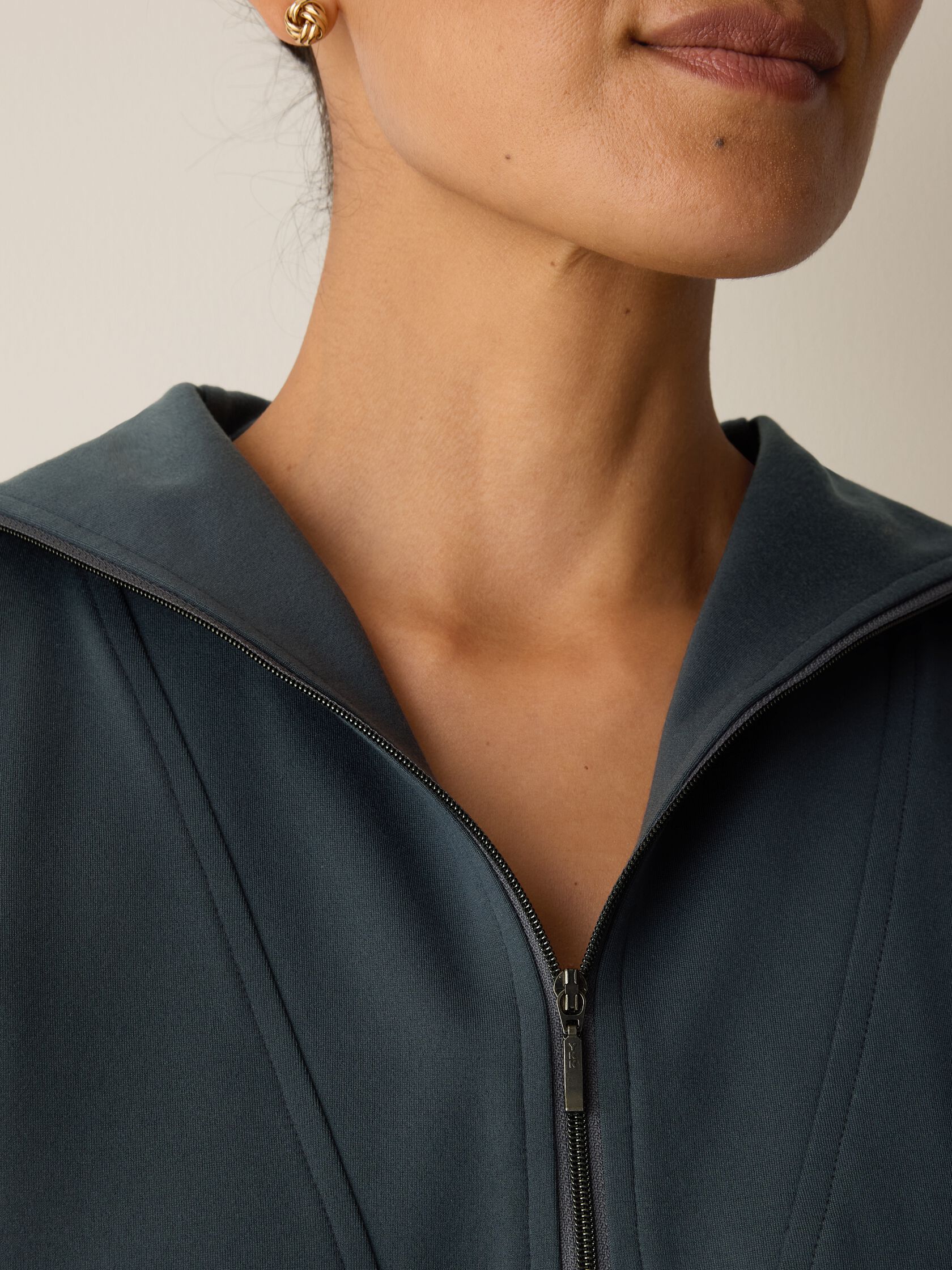 Lightweight Ponte Funnel Neck Top