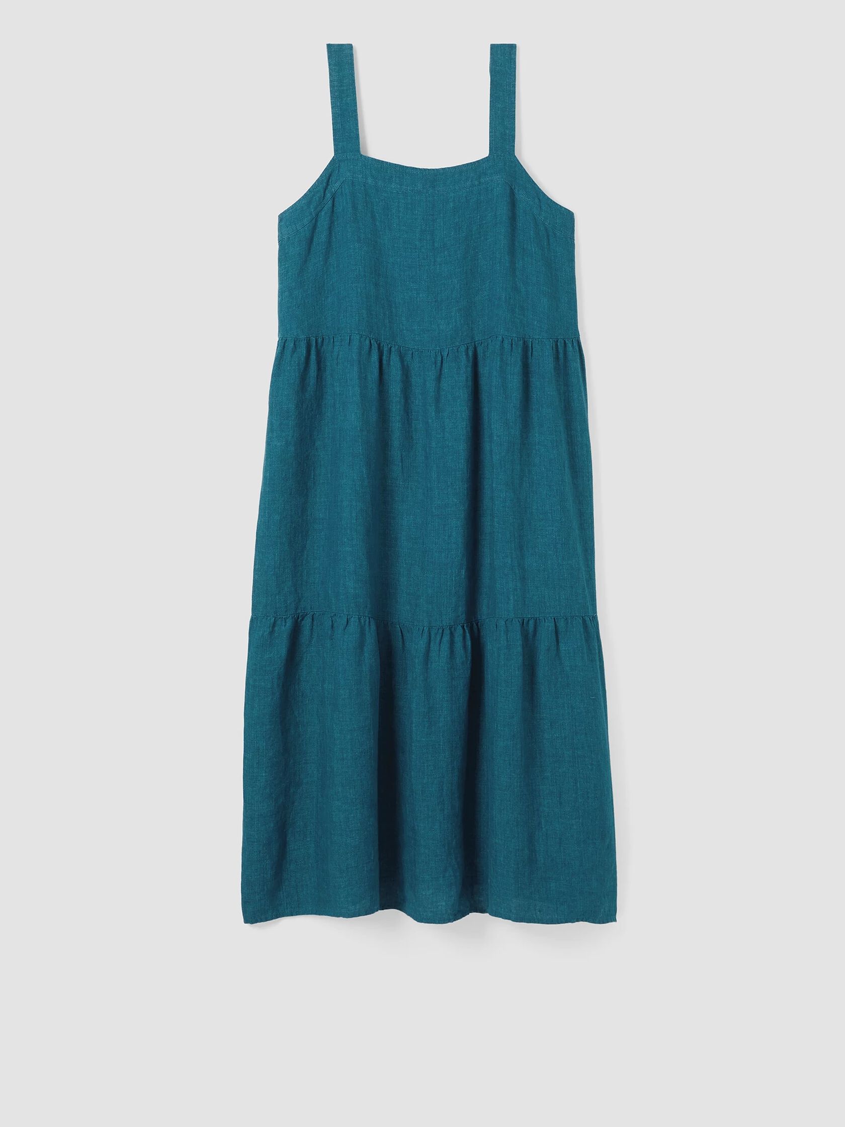 Washed Organic Linen Delave Tiered Dress