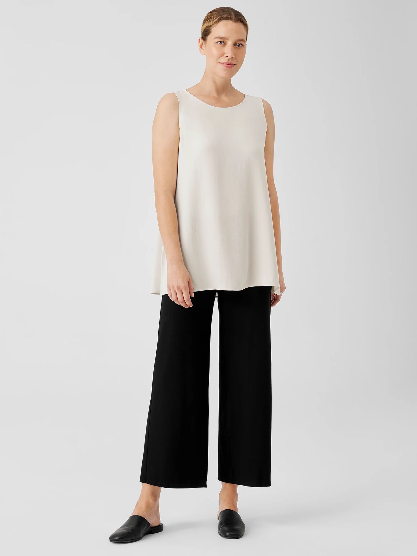 Silk Georgette Crepe Ballet Neck Tank