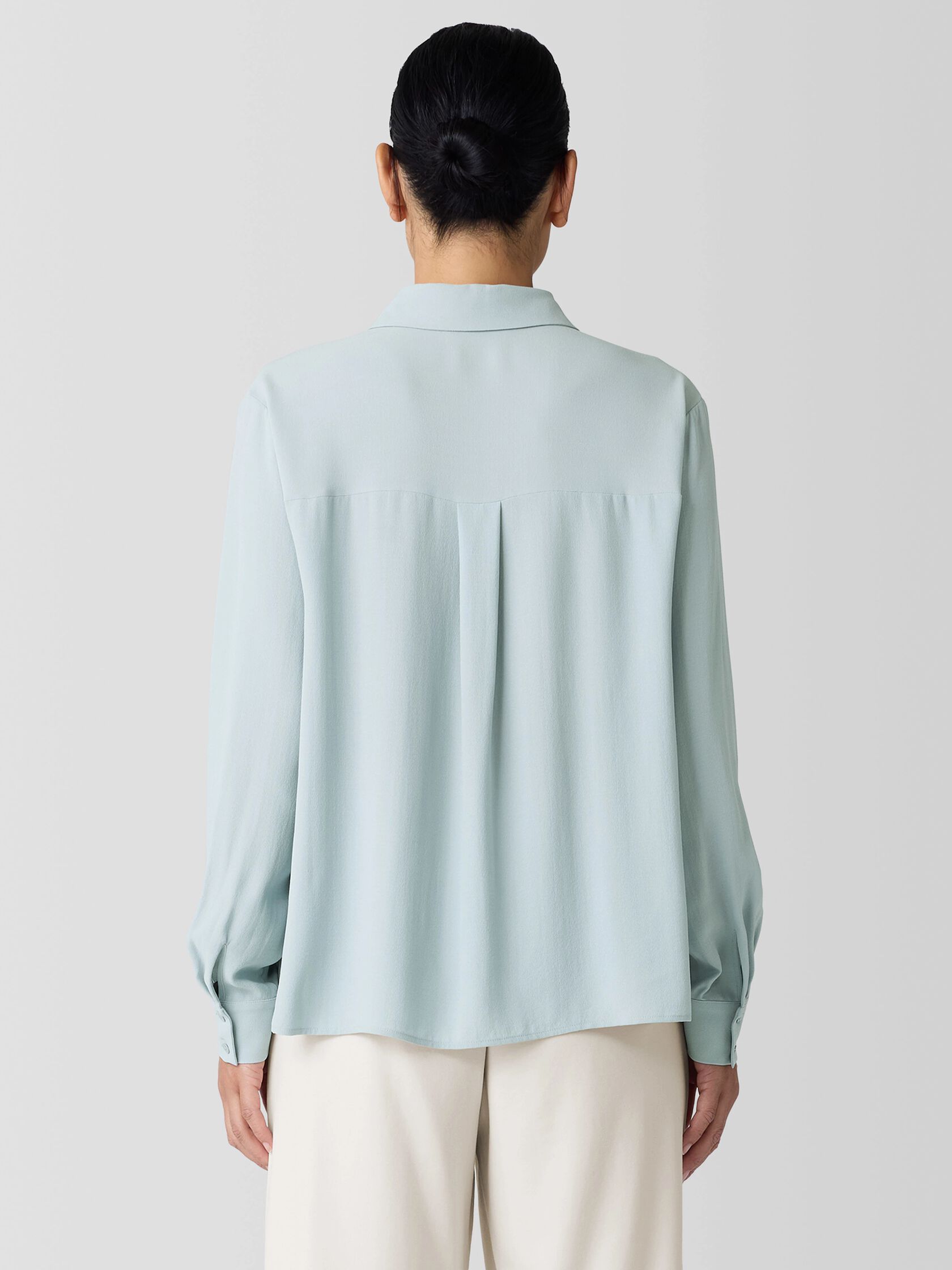 Silk Georgette Crepe Classic Collar Shirt