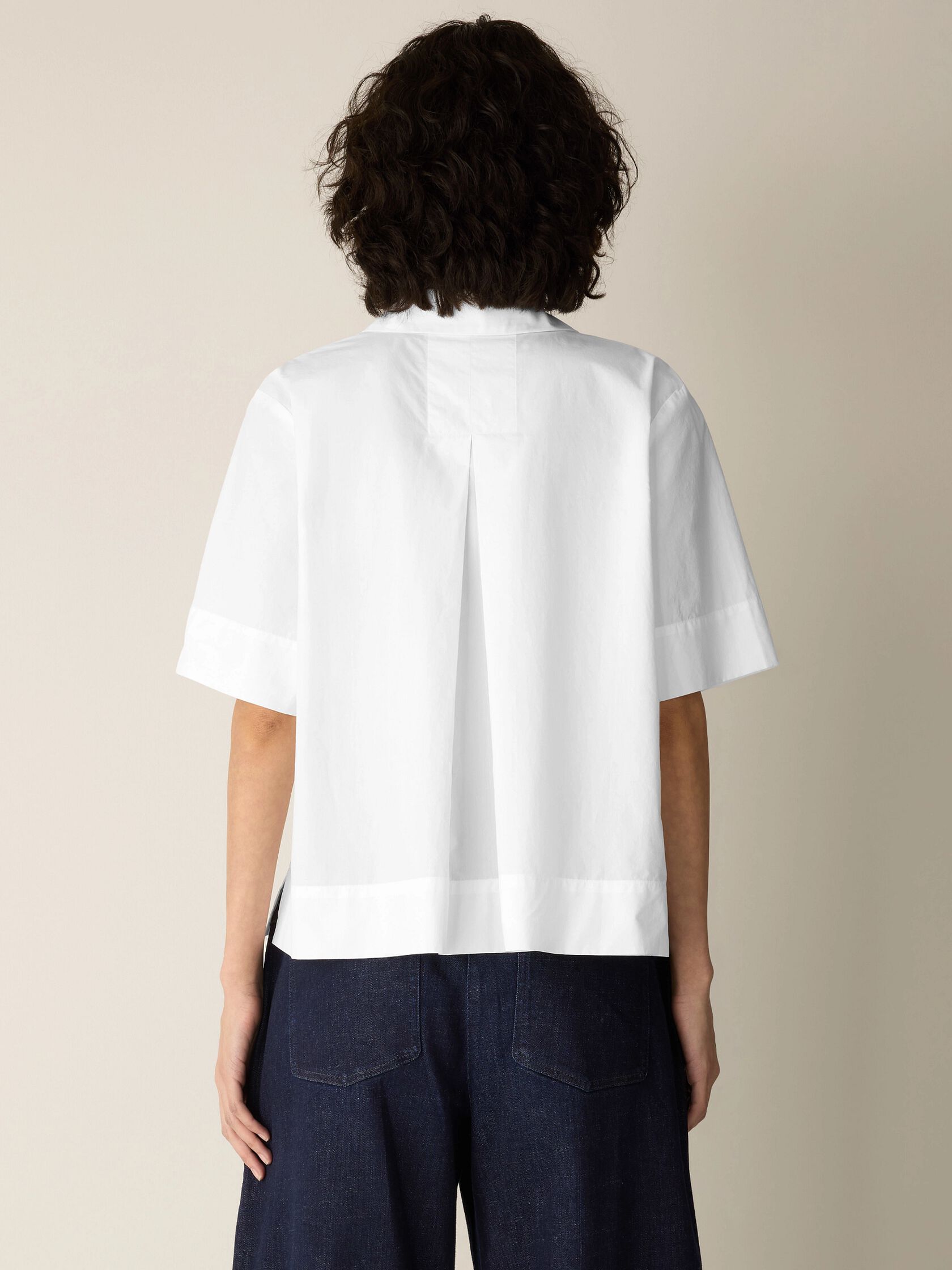 Organic Cotton Poplin Split Neck Top