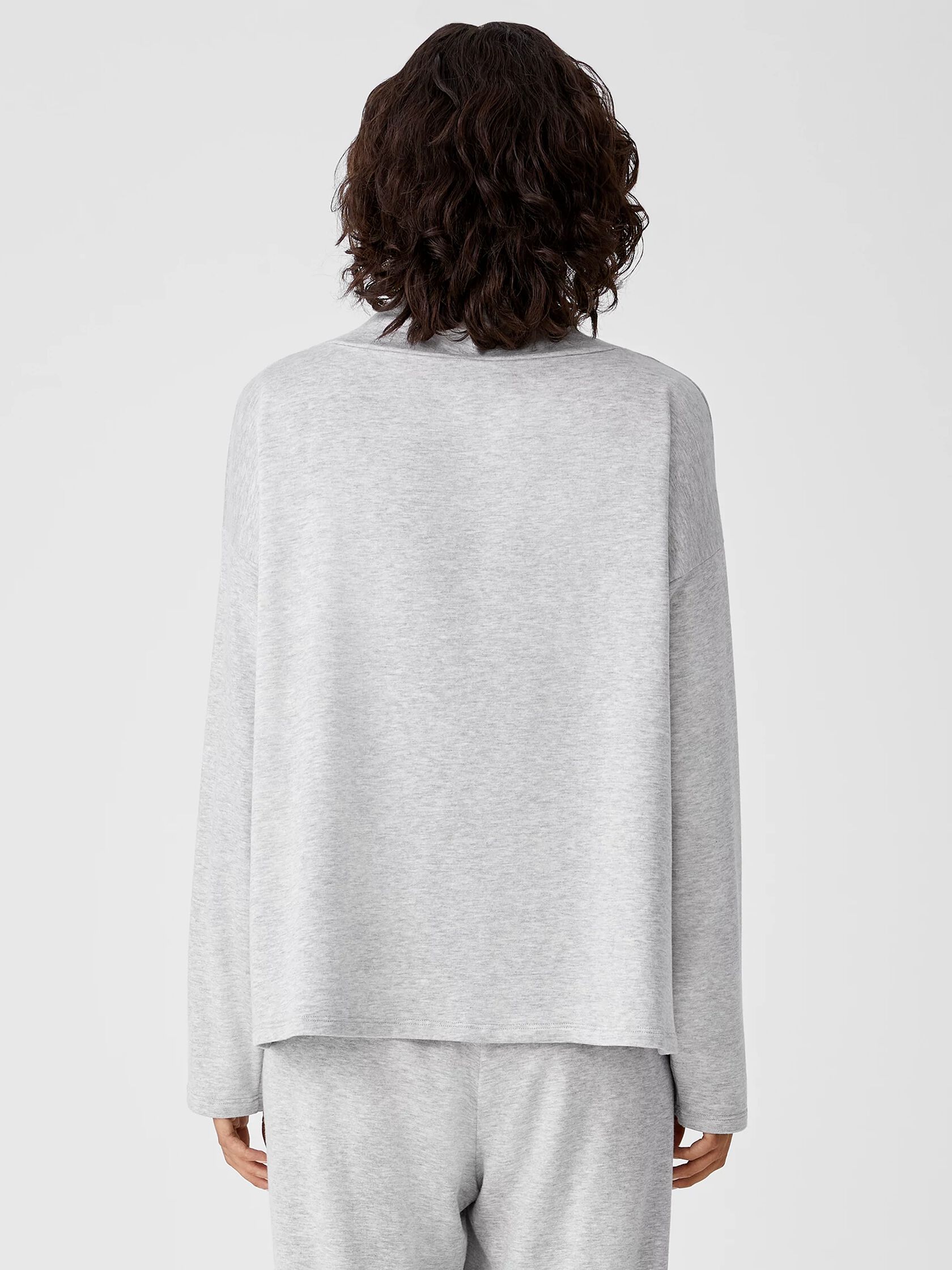 Cozy Brushed Terry Funnel Neck Box-Top