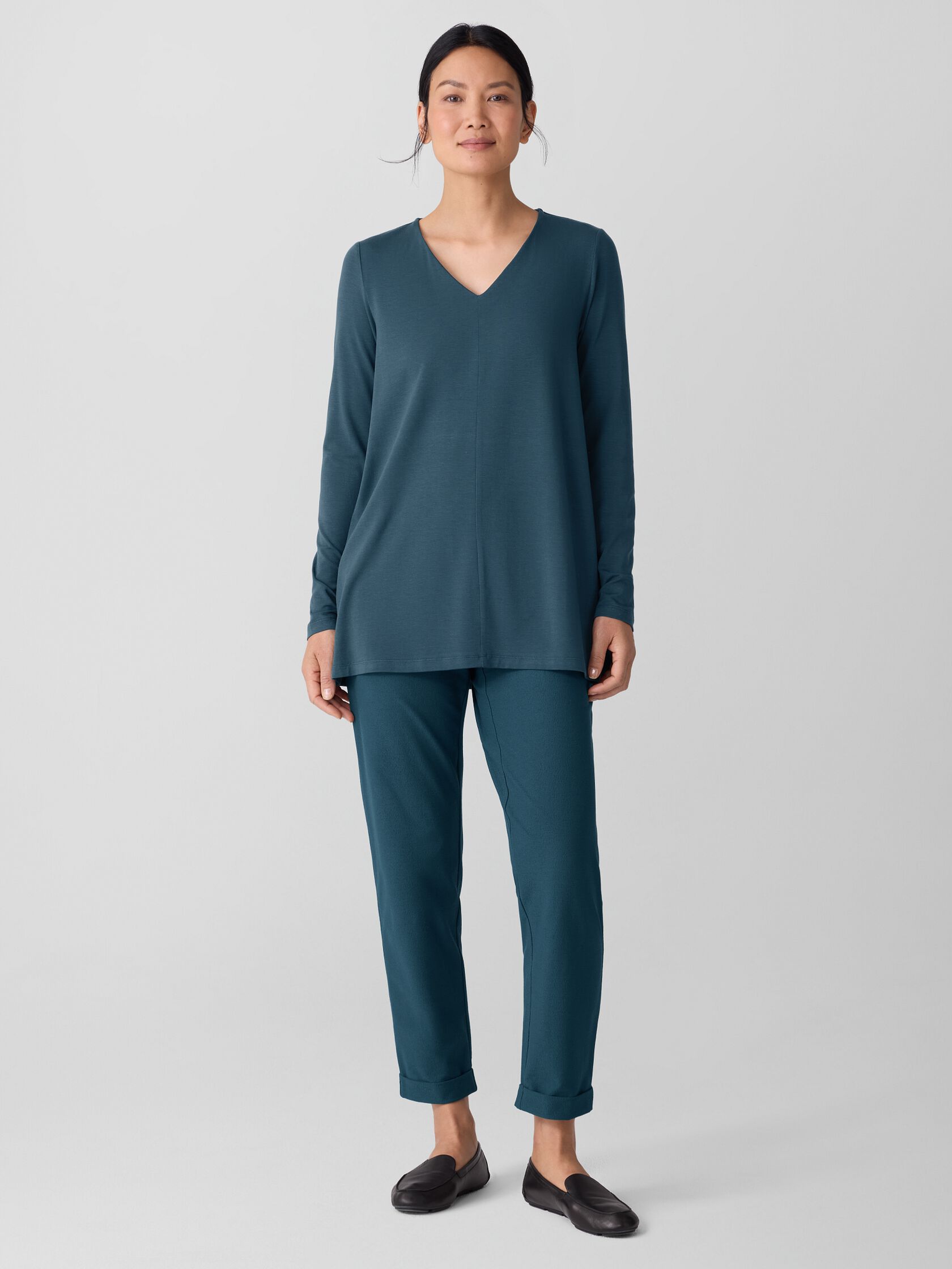 Washable Stretch Crepe Cuffed Pant