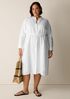 Organic Linen Band Collar Shirtdress