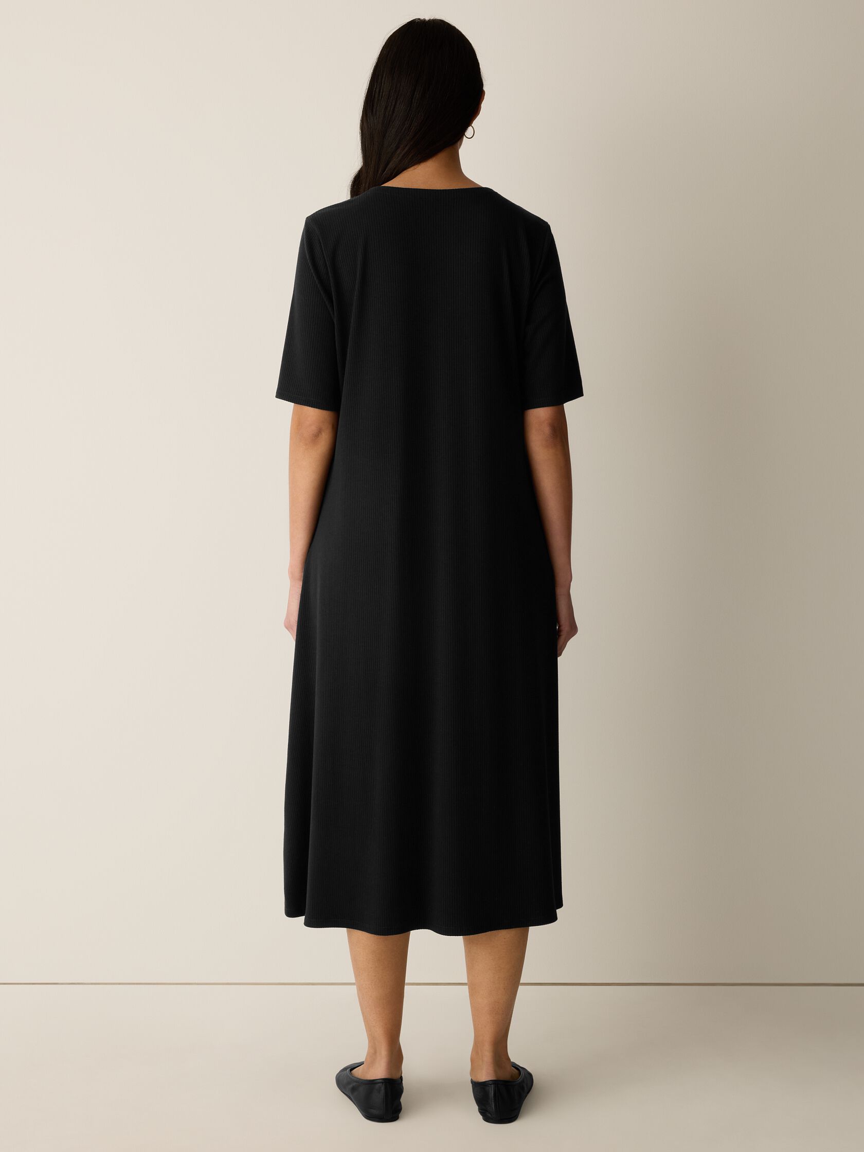 Ribbed Knit V-Neck Dress