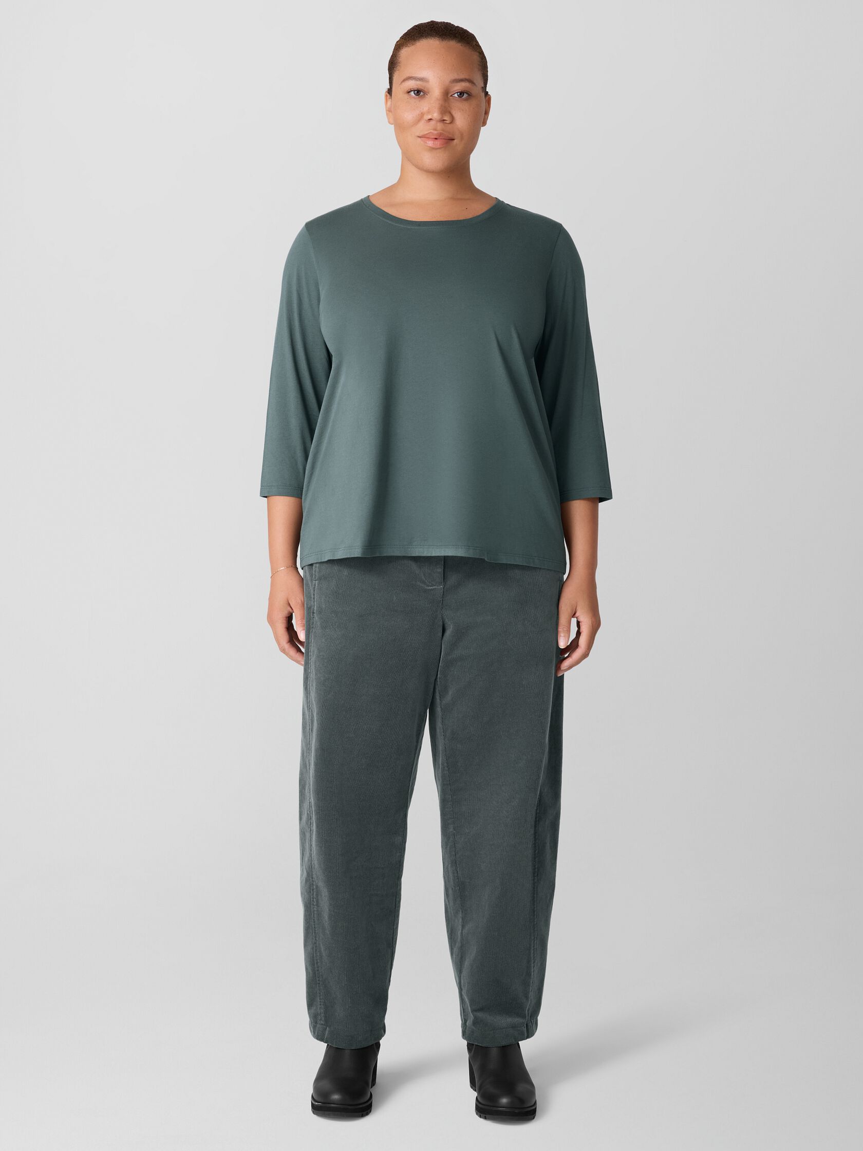 Organic Pima Cotton Jersey 3/4-Sleeve Tee