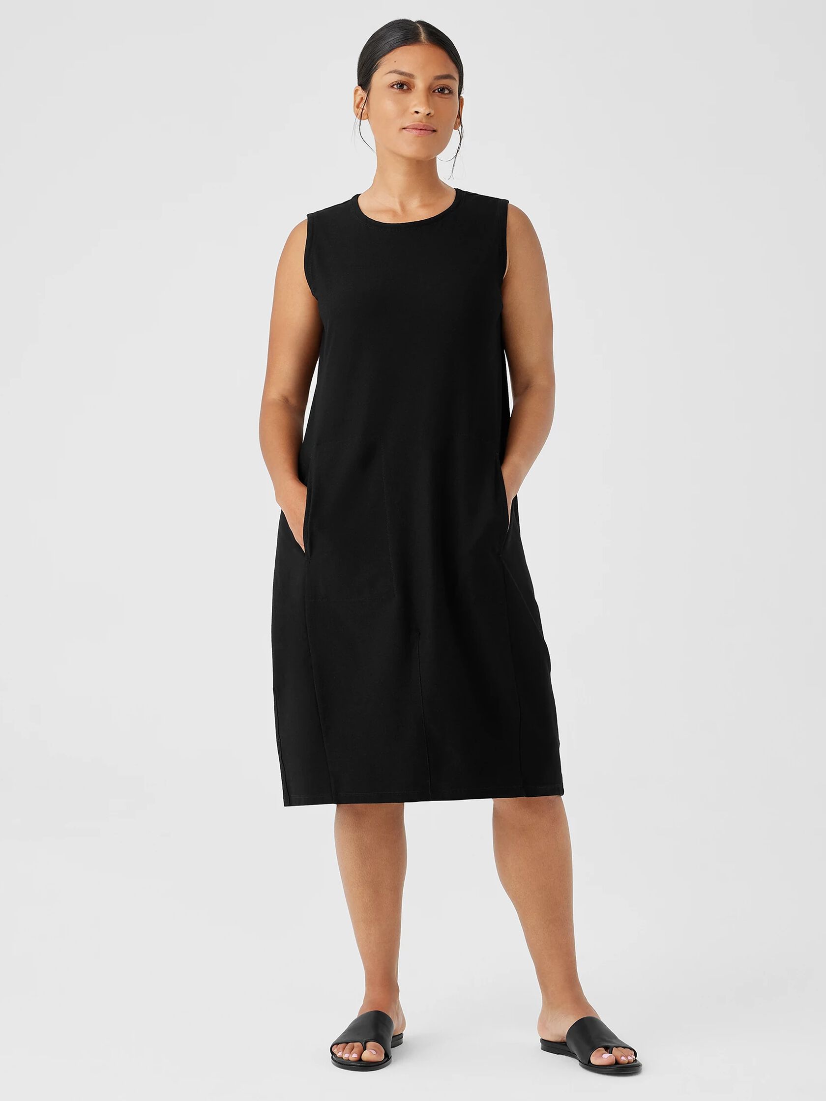 Washable Stretch Crepe Lantern Dress