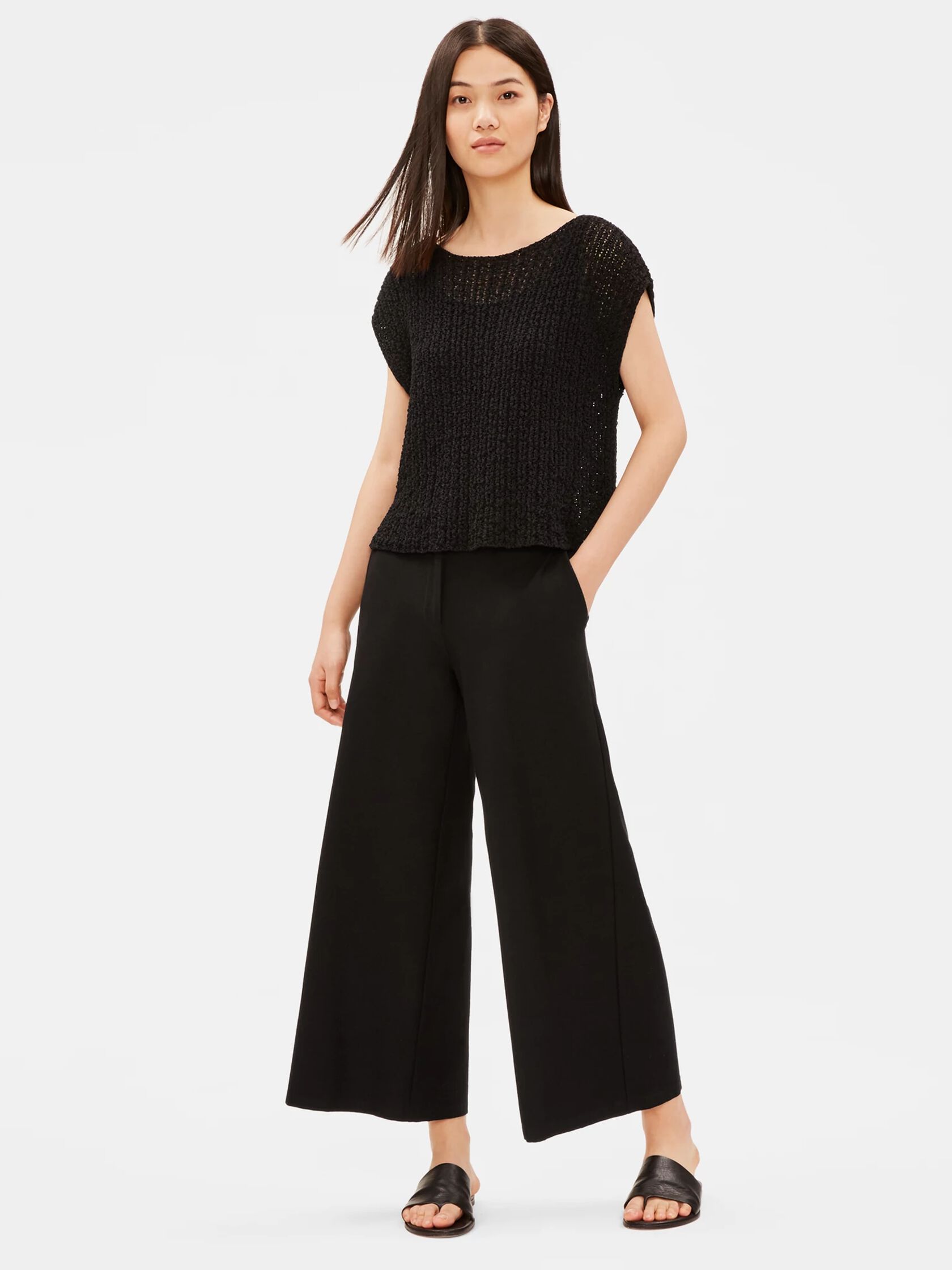 Organic Cotton Nylon Tape Bateau Neck Top