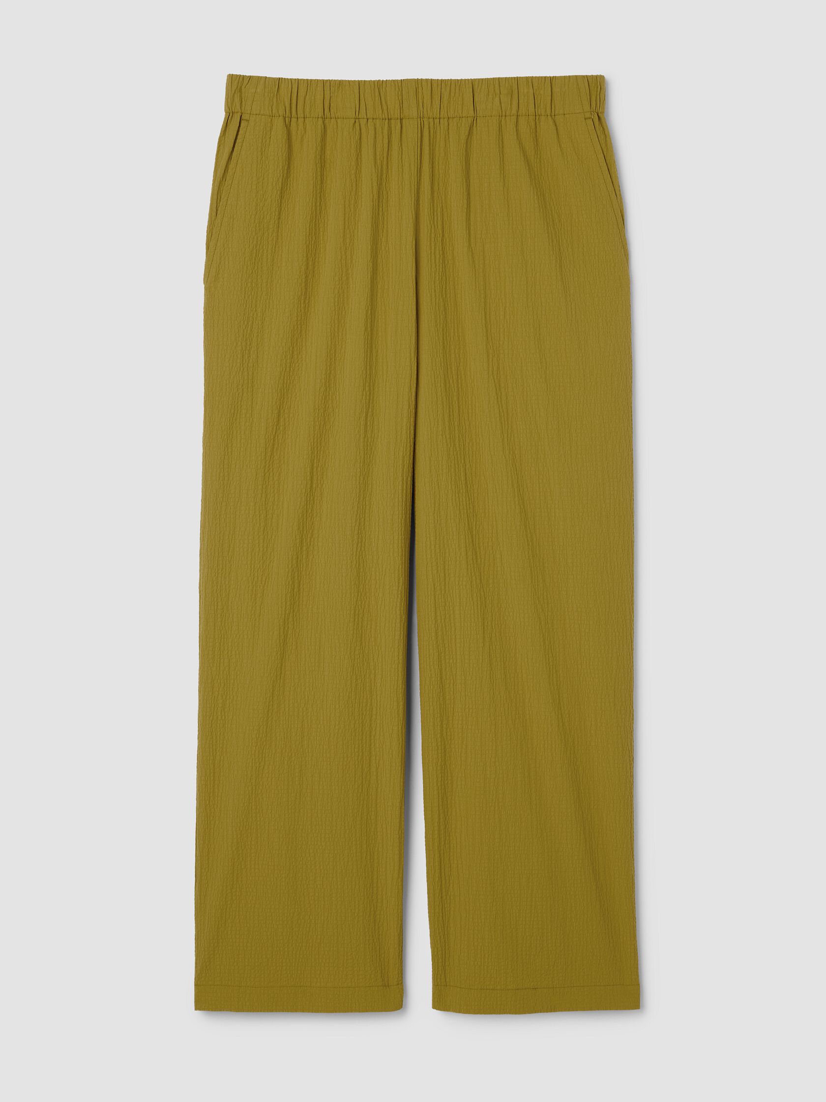 Organic Cotton Pucker Wide-Leg Pant