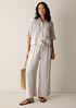 Puckered Organic Linen Stripe Wide-Leg Pant
