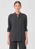 Silk Georgette Crepe Mandarin Collar Shirt