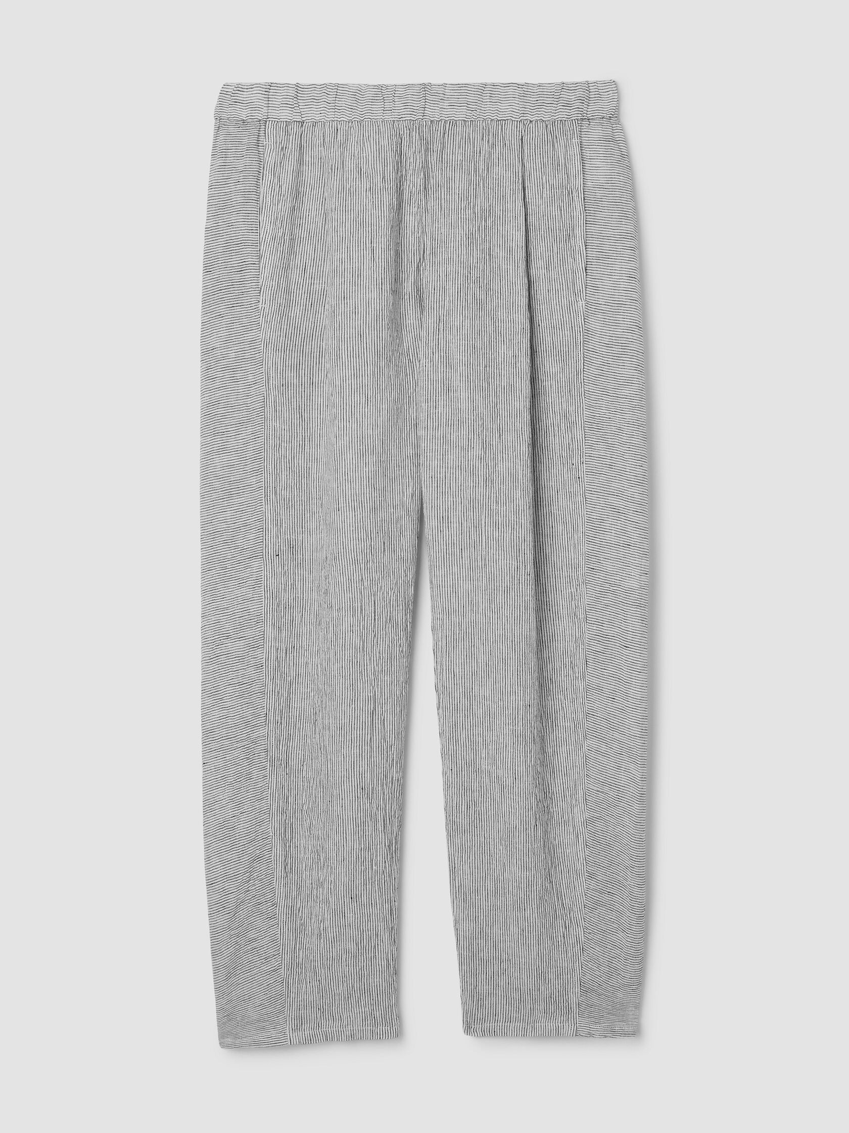 Puckered Organic Linen Stripe Lantern Pant