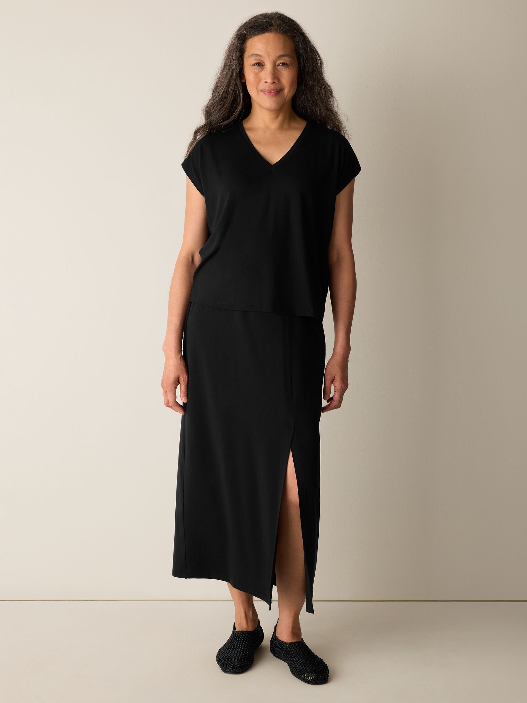 Fine Jersey V-Neck Square Top