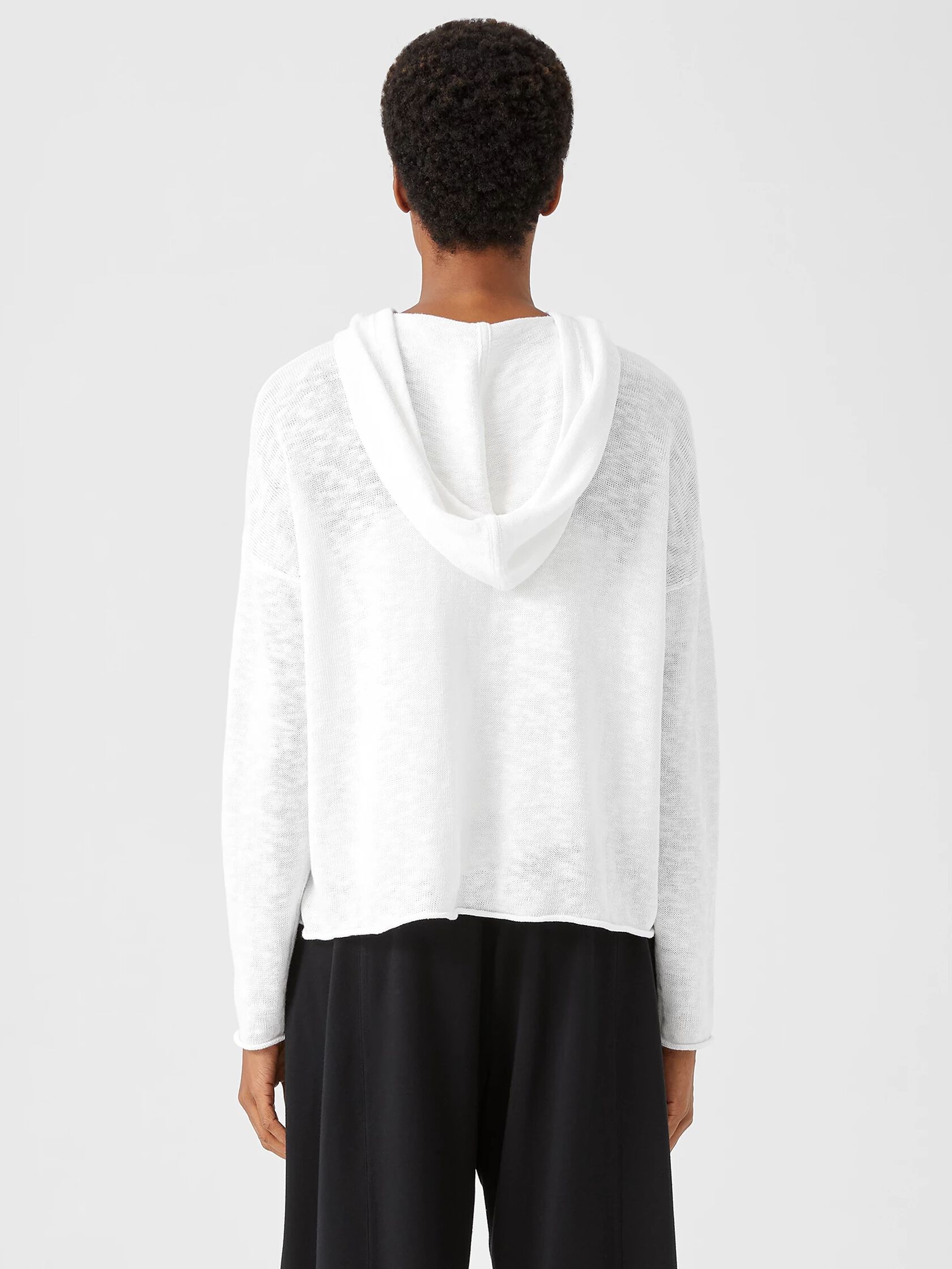 Organic Cotton Linen Slub Hooded Top