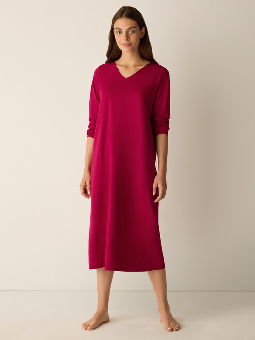 Organic Cotton Interlock V-Neck Sleep Dress | EILEEN FISHER Organic Cotton Interlock V-Neck Sleep Dress | EILEEN FISHER
