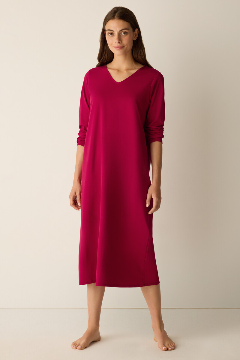Organic Cotton Interlock V-Neck Sleep Dress Organic Cotton Interlock V-Neck Sleep Dress