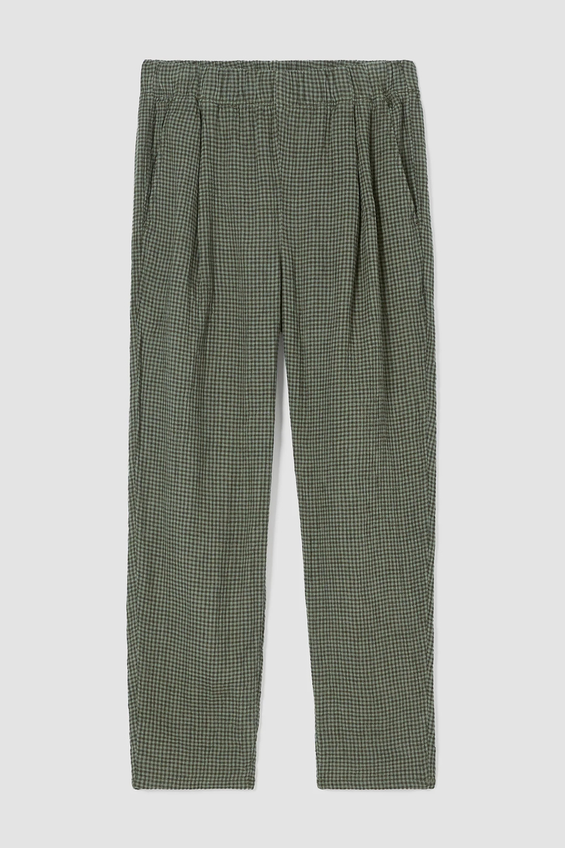 Puckered Organic Linen Tapered Pant