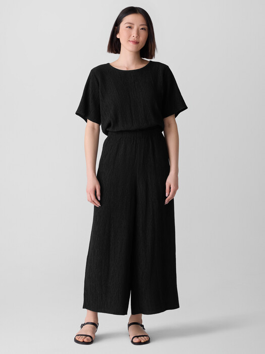 Woven Plissé Jumpsuit