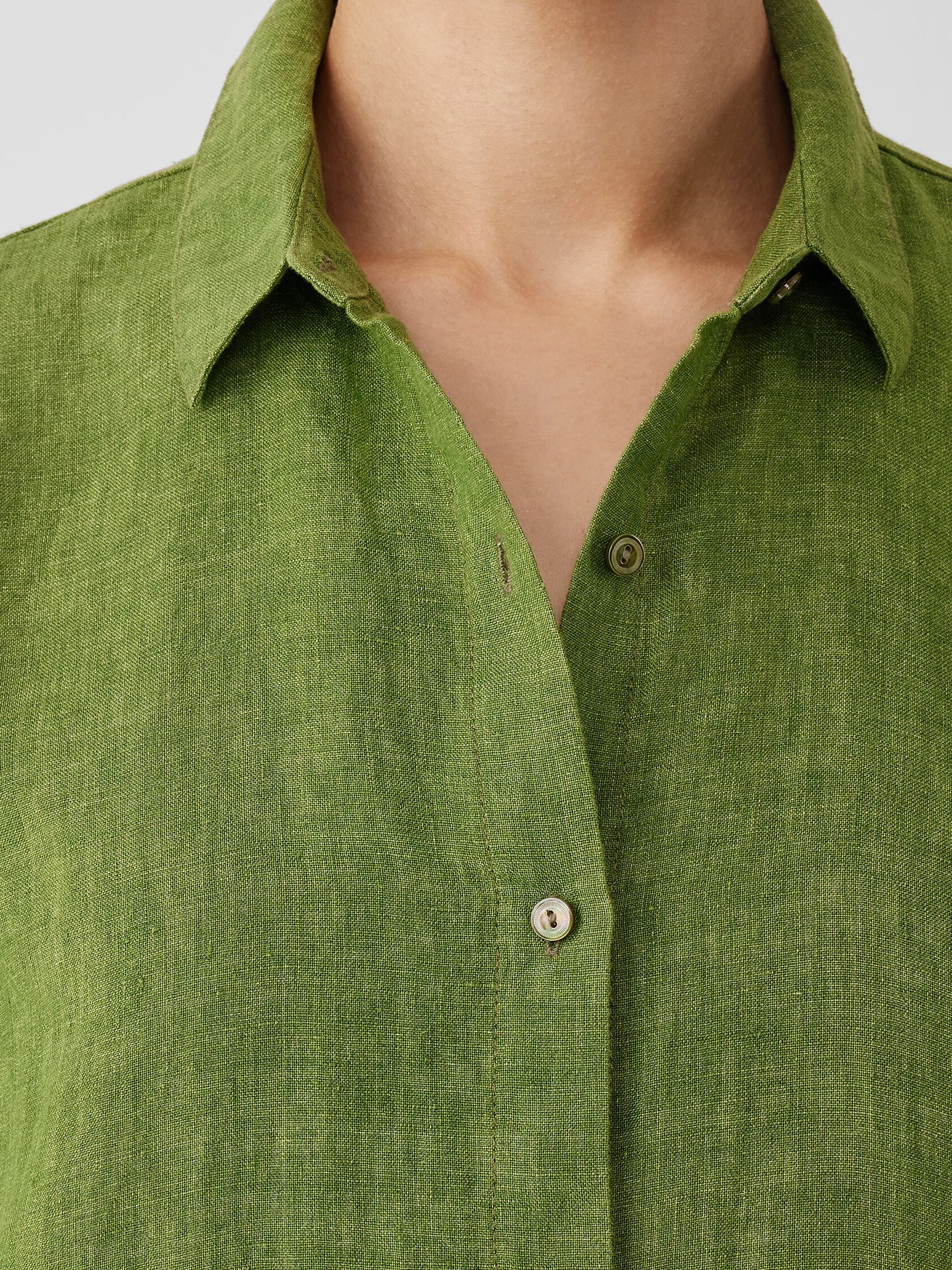 Washed Organic Linen Delave Classic Collar Shirt