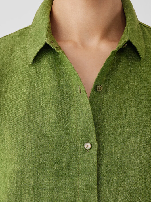 Washed Organic Linen Delave Classic Collar Shirt