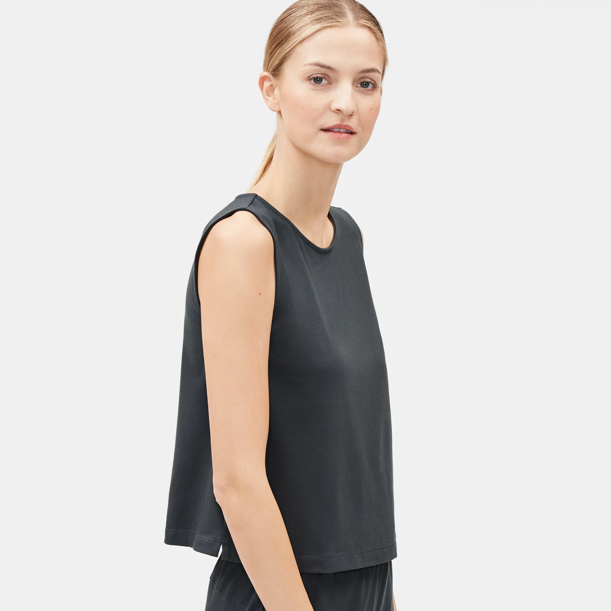 Eileen fisher cotton stretch jersey shell