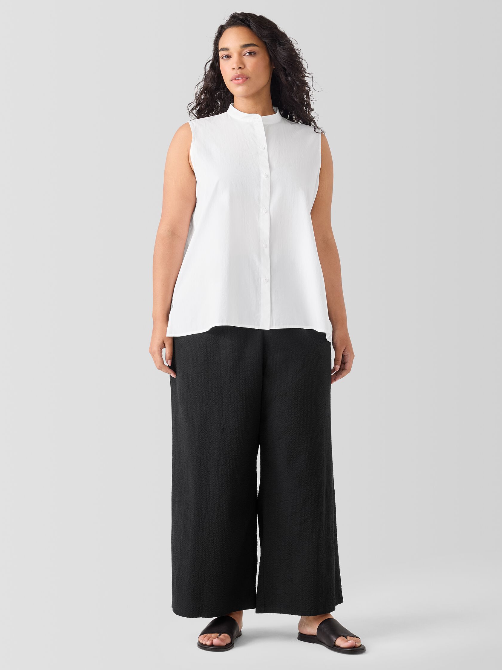 Washed Organic Cotton Poplin Sleeveless Shirt