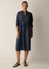 Airy Organic Cotton Twill Band Collar Shirtdress
