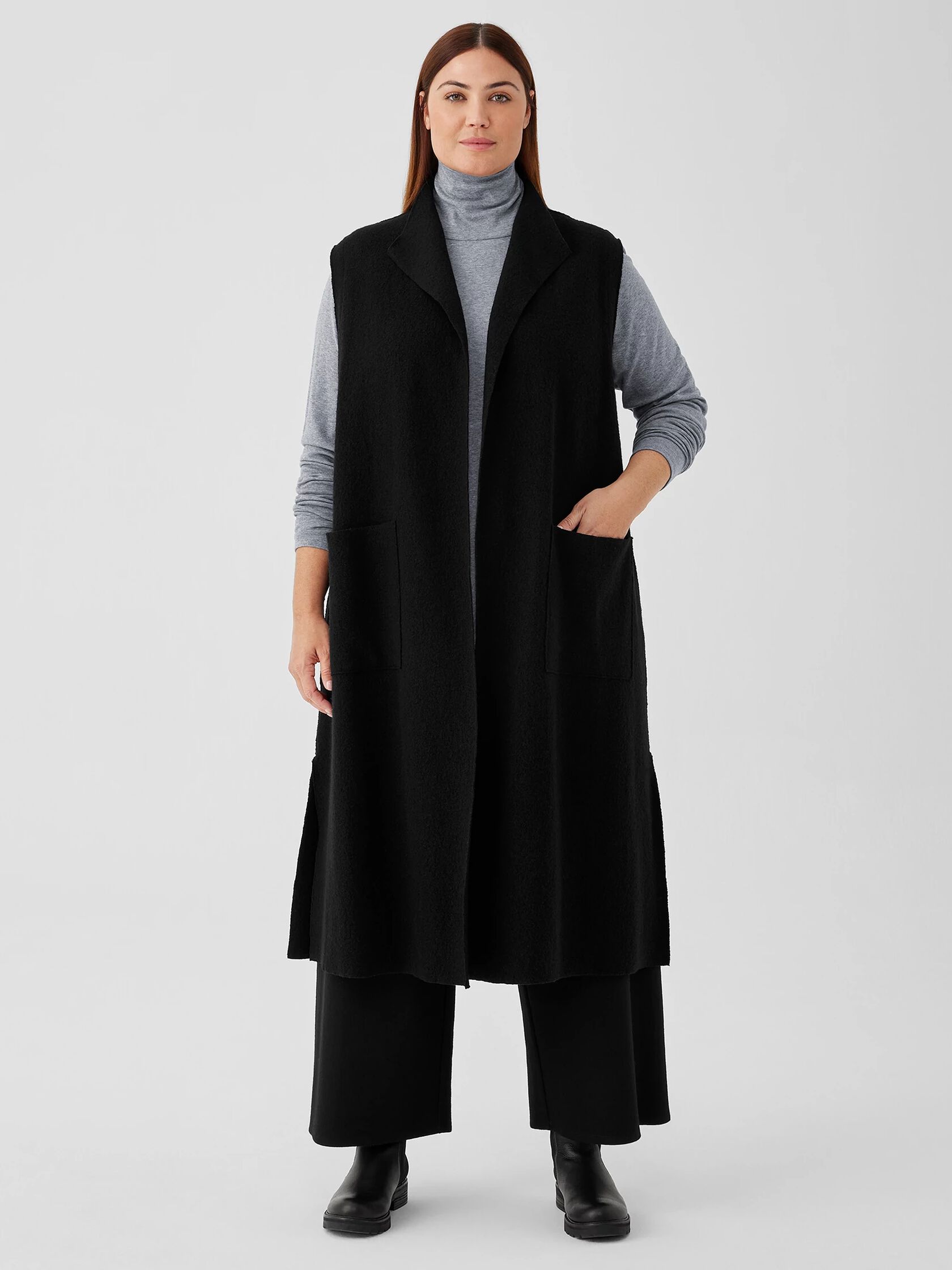 Lightweight Boiled Wool Vest in Regenerative Wool