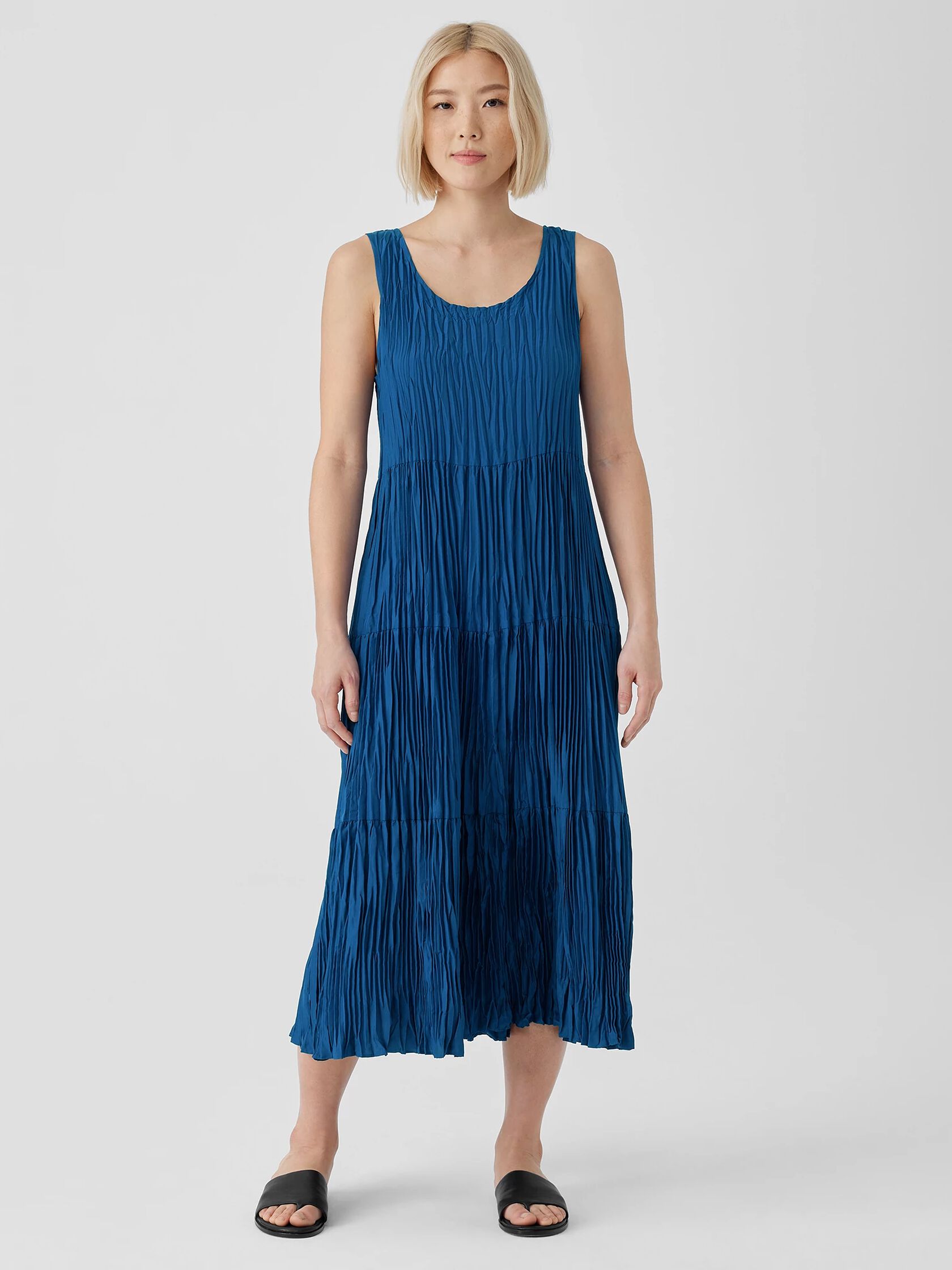 Crushed Silk Tiered Dress