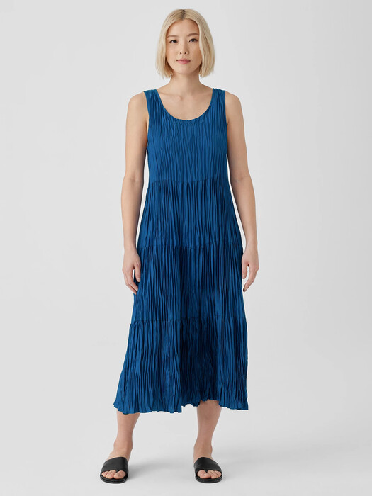 eileen fisher drop waist silk dress Eileen Fisher Scoop neck drop waist Maxi dress 100% silk sapphire size med.NWT