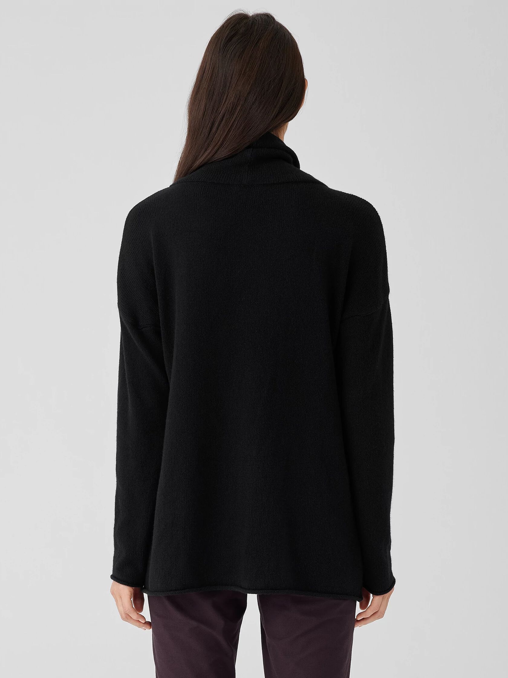 Cotton and Recycled Cashmere Turtleneck Long Top