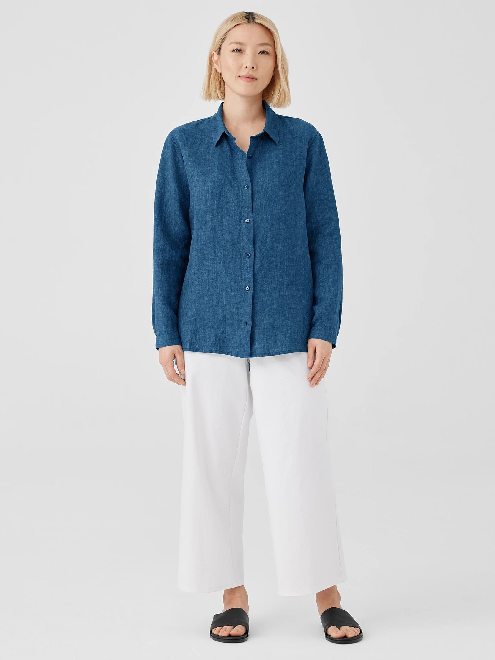 Washed Organic Linen Délavé Classic Collar Shirt