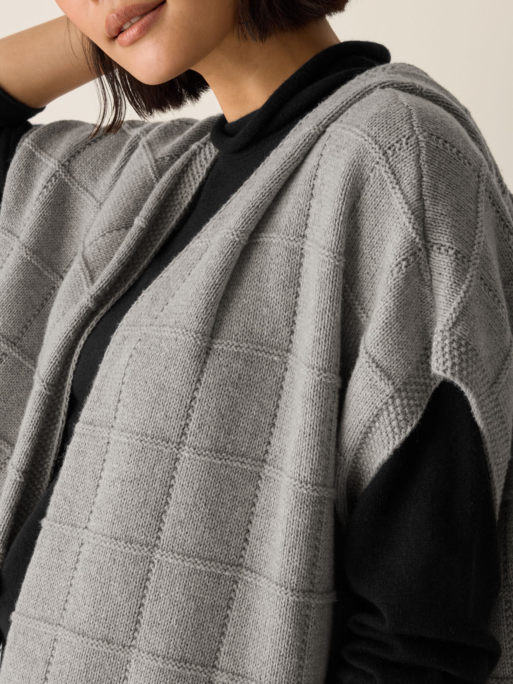 Cotton and Recycled Cashmere Hooded Poncho