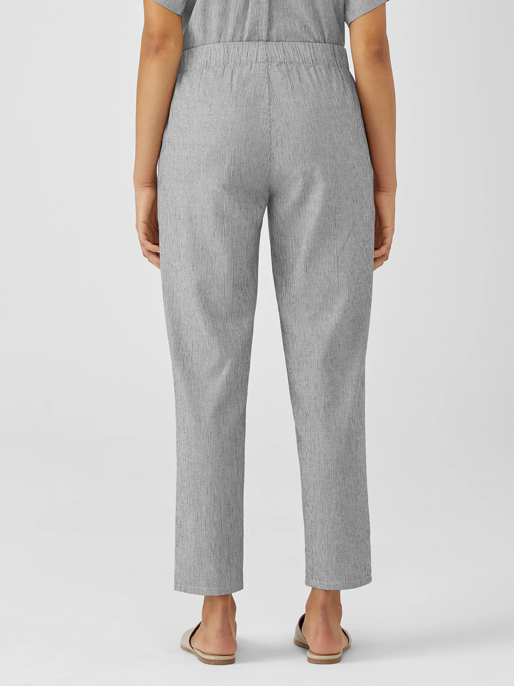 Organic Cotton Linen Ticking Stripe Tapered Pant | EILEEN FISHER