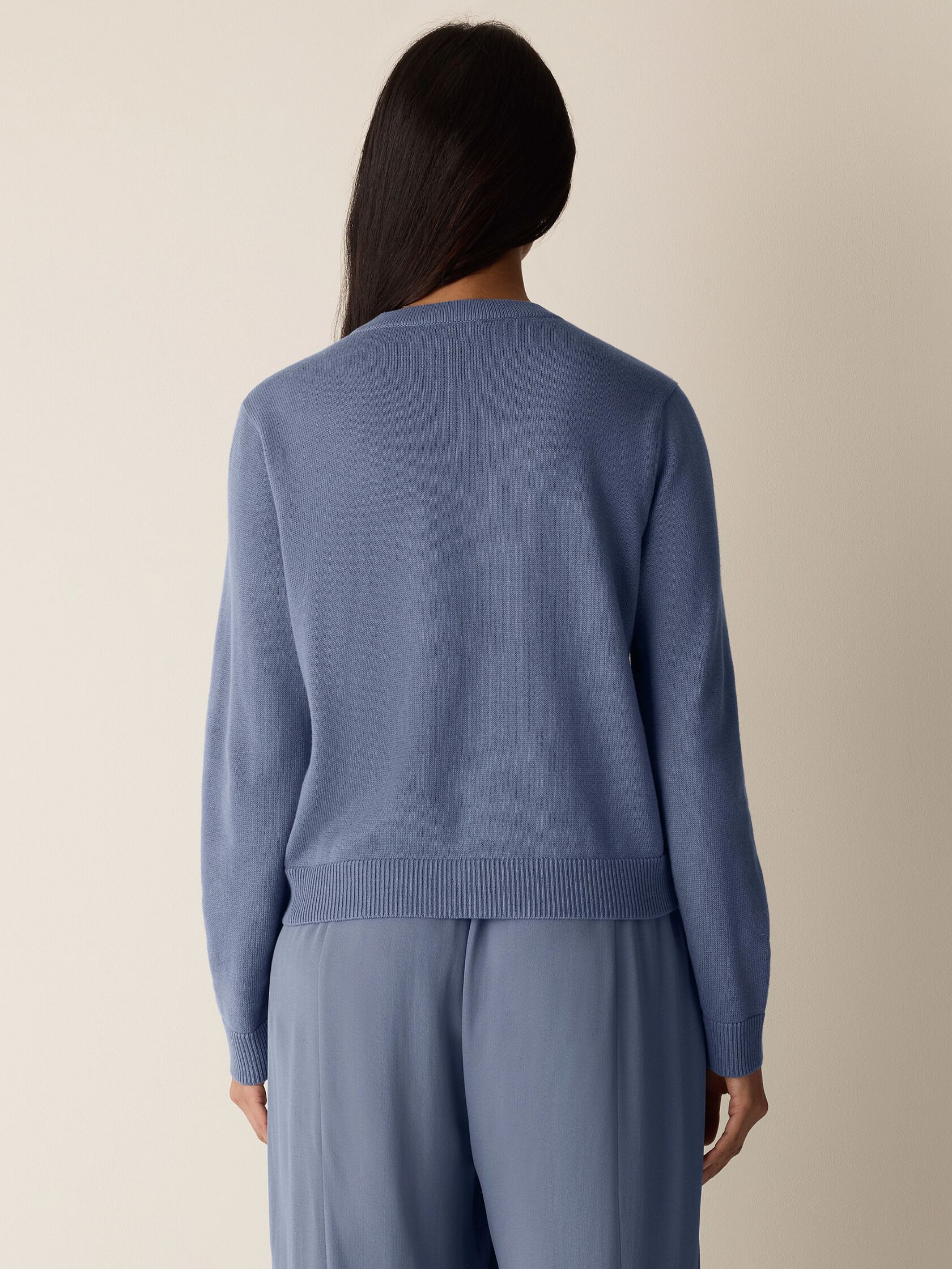 Peruvian Cotton Blend Crew Neck Cardigan