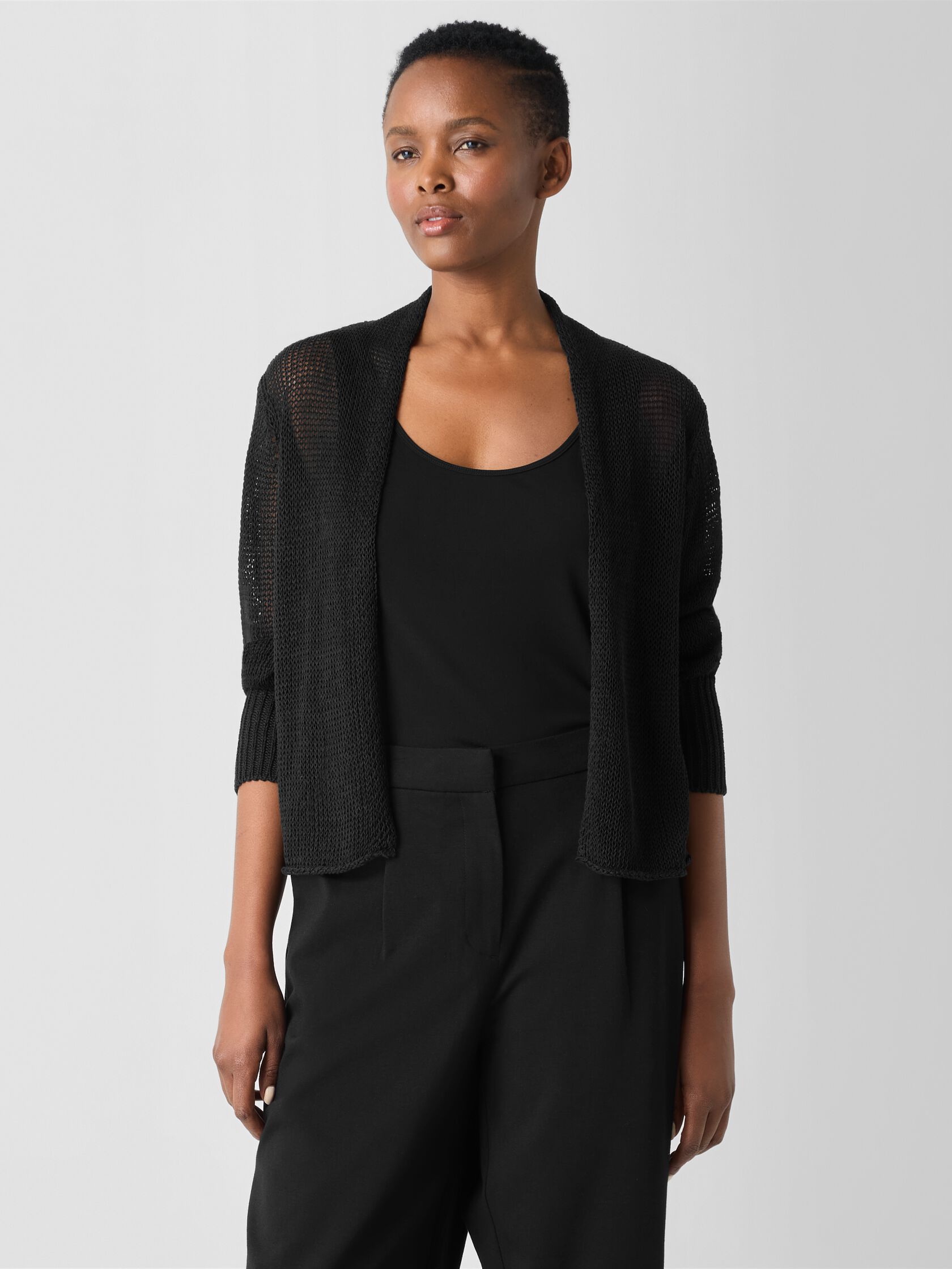 Organic Linen Cotton Cord Cropped Cardigan
