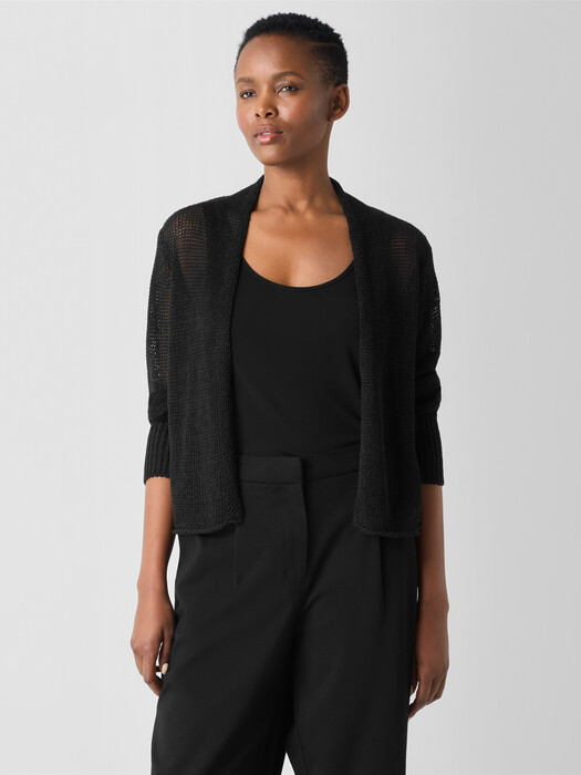 Organic Linen Cotton Cord Cropped Cardigan