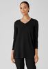 Stretch Jersey Knit V-Neck Long Top