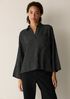 Windowpane Crinkle Weave Split Neck Shirt