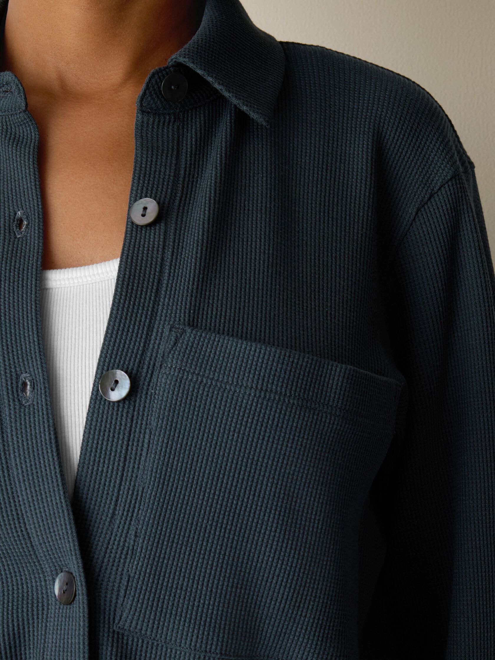 Cozy Waffle Knit Classic Collar Shirt