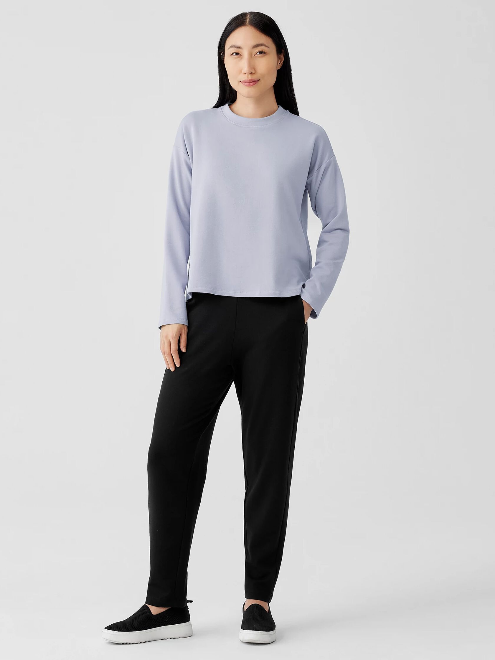 Cozy Brushed Terry Hug Crew Neck Top