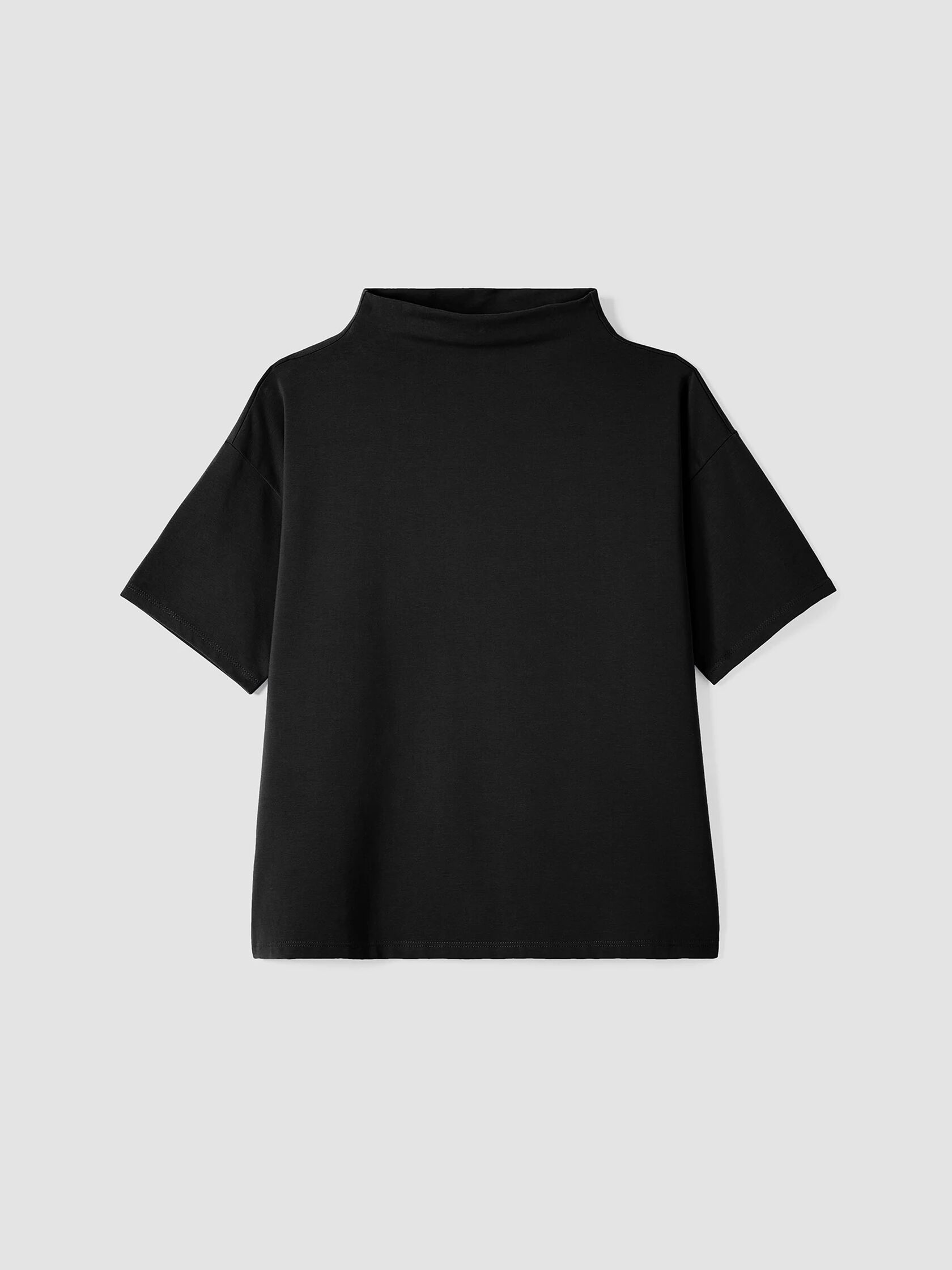 Pima Cotton Stretch Jersey Funnel Neck Top