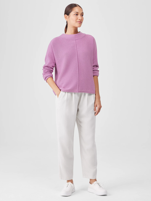 Cotton and Recycled Cashmere Mock Neck Top