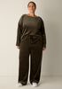 Cozy Velour Knit Wide-Leg Pant