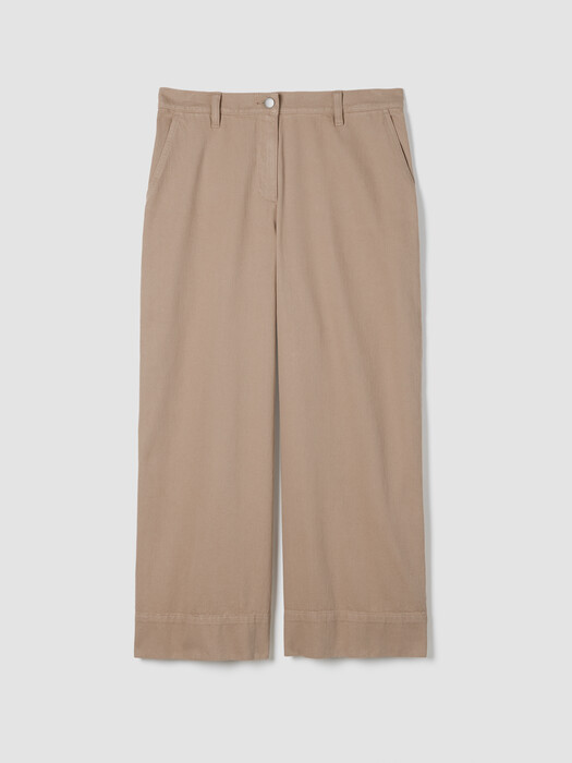 Garment-Dyed Utility Cotton Wide-Leg Pant