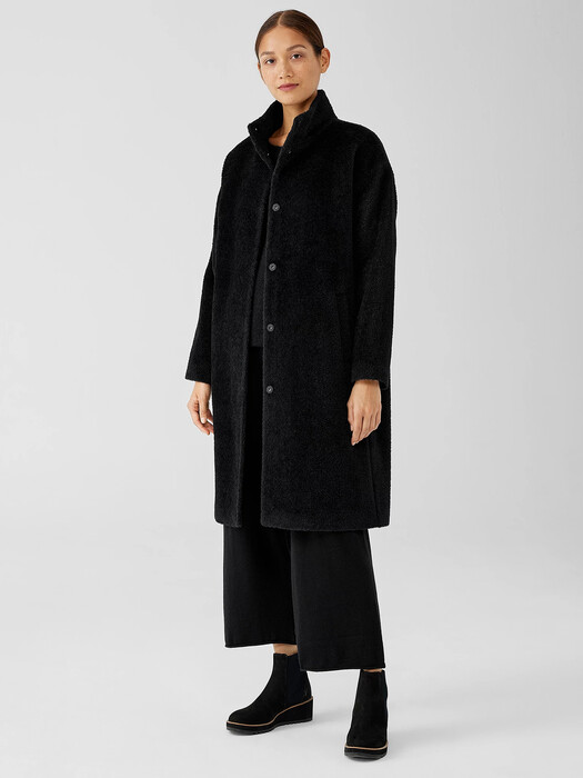 Sheared Suri Alpaca Stand Collar Coat