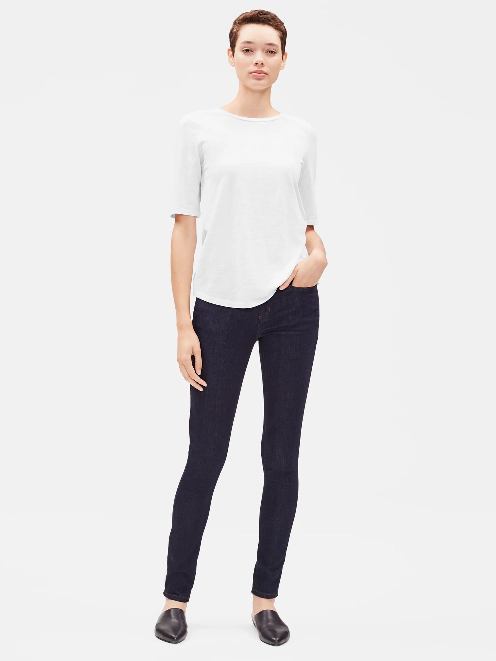 System Organic Cotton Slub Elbow-Sleeve Tee