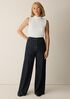 Cotton Indigo Knit Denim Wide-Leg Pant