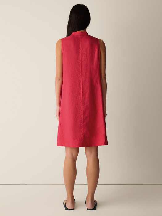 Eileen Fisher - Women's Organic Linen Split Neck Dress - Red - Size: Small regular Eileen Fisher - Women's Organic Linen Split Neck Dress - Red - Size: Small regular