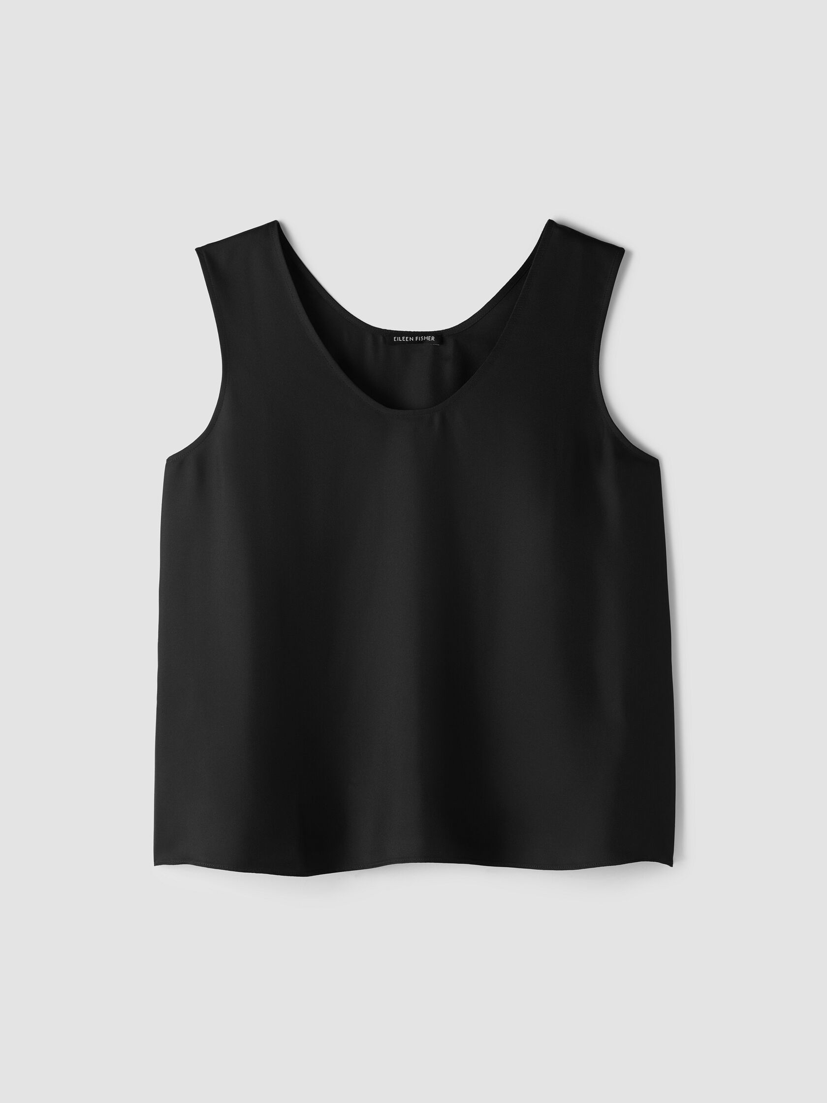 Silk Twill Curved V-Neck Tank